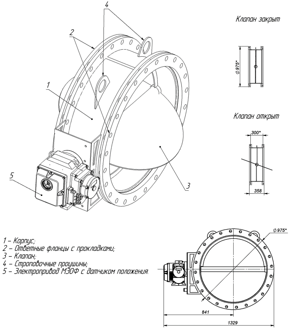 Клапан дроссельный запорно-регулирующий тип ЗД, модель ЗД-800-1,0-1-У1 для ММК